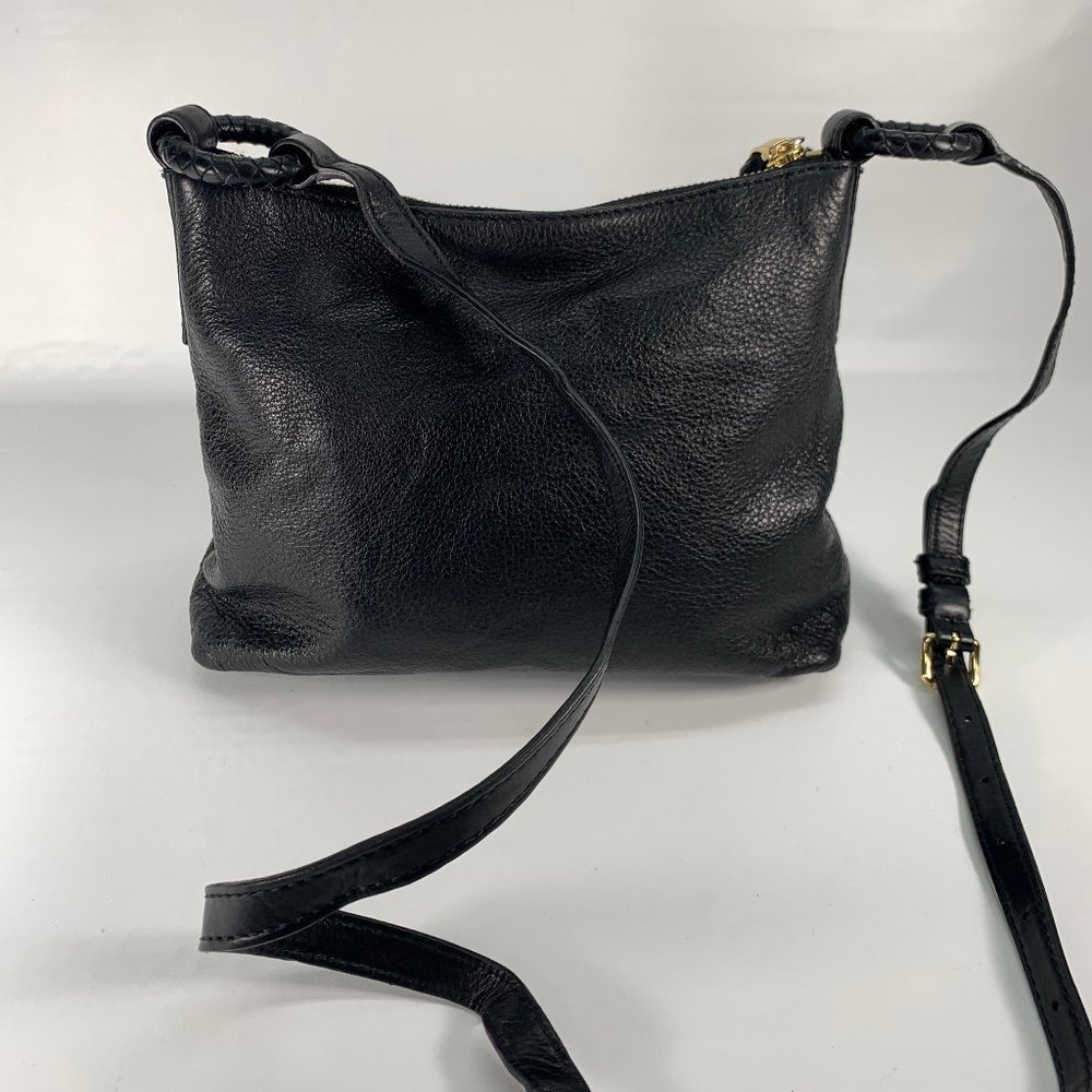 Michael Kors Black Pebbled Leather Small Braided Zipper Crossbody Bag - Picture 5 of 12